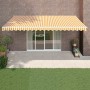 Retractable aluminum and yellow and white fabric awning 5x3 m by vidaXL, Awnings - Ref: Foro24-3154435, Price: 408,99 €, Disc...