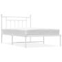 Metal bed frame with white headboard 100x200 cm by vidaXL, Beds and slatted bases - Ref: Foro24-353581, Price: 99,33 €, Disco...