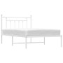 Metal bed frame with white headboard 100x200 cm by vidaXL, Beds and slatted bases - Ref: Foro24-353581, Price: 99,33 €, Disco...