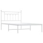 Metal bed frame with white headboard 100x200 cm by vidaXL, Beds and slatted bases - Ref: Foro24-353581, Price: 99,33 €, Disco...