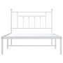 Metal bed frame with white headboard 100x200 cm by vidaXL, Beds and slatted bases - Ref: Foro24-353581, Price: 99,33 €, Disco...