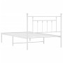 Metal bed frame with white headboard 100x200 cm by vidaXL, Beds and slatted bases - Ref: Foro24-353581, Price: 99,33 €, Disco...