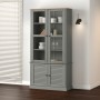 VIGO cabinet with display case solid gray pine wood 85x35x170 cm by vidaXL, Bookcases and shelves - Ref: Foro24-353195, Price...