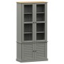 Armario con vitrina VIGO madera maciza pino gris 85x35x170 cm de vidaXL, Librerías y estanterías - Ref: Foro24-353195, Precio...