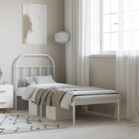 Metal bed frame with white headboard 75x190 cm by vidaXL, Beds and slatted bases - Ref: Foro24-353674, Price: 60,99 €, Discou...