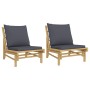 Bamboo garden chairs 2 units with dark gray cushions by vidaXL, Modular outdoor sofas - Ref: Foro24-363459, Price: 183,75 €, ...