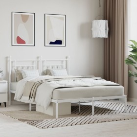 Estructura de cama de metal con cabecero blanca 150x200 cm de vidaXL, Camas y somieres - Ref: Foro24-353588, Precio: 118,64 €...