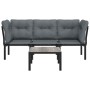 4-teiliges Gartenmöbel-Set Kunstrattan schwarz und grau von vidaXL, Modulare Sofas für den Außenbereich - Ref: Foro24-362803,...