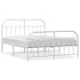 Metal bed frame with headboard and white footboard 160x200 cm by vidaXL, Beds and slatted bases - Ref: Foro24-353705, Price: ...