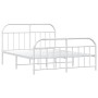 Metal bed frame with headboard and white footboard 160x200 cm by vidaXL, Beds and slatted bases - Ref: Foro24-353705, Price: ...