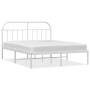 White metal bed frame with headboard 160x200 cm by vidaXL, Beds and slatted bases - Ref: Foro24-353687, Price: 108,99 €, Disc...