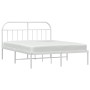 White metal bed frame with headboard 160x200 cm by vidaXL, Beds and slatted bases - Ref: Foro24-353687, Price: 108,99 €, Disc...