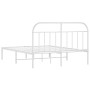 White metal bed frame with headboard 160x200 cm by vidaXL, Beds and slatted bases - Ref: Foro24-353687, Price: 108,99 €, Disc...