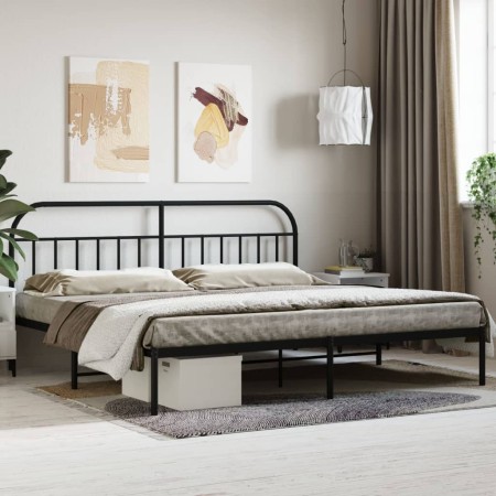 Bed frame with black metal headboard 193x203 cm by vidaXL, Beds and slatted bases - Ref: Foro24-353641, Price: 120,00 €, Disc...