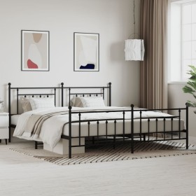 Black metal headboard and footboard bed frame 200x200 cm by vidaXL, Beds and slatted bases - Ref: Foro24-353562, Price: 176,9...