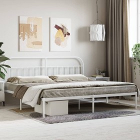 White metal bed frame with headboard 200x200 cm by vidaXL, Beds and slatted bases - Ref: Foro24-353691, Price: 112,22 €, Disc...