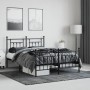 Black metal headboard and footboard bed frame 150x200 cm by vidaXL, Beds and slatted bases - Ref: Foro24-353557, Price: 136,4...