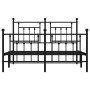 Black metal headboard and footboard bed frame 150x200 cm by vidaXL, Beds and slatted bases - Ref: Foro24-353557, Price: 136,4...