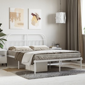 White metal bed frame with headboard 140x200 cm by vidaXL, Beds and slatted bases - Ref: Foro24-353685, Price: 97,53 €, Disco...