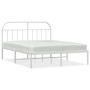 White metal bed frame with headboard 140x200 cm by vidaXL, Beds and slatted bases - Ref: Foro24-353685, Price: 97,62 €, Disco...