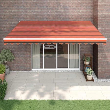 Retractable aluminum awning and orange and brown fabric 4.5x3 m by vidaXL, Awnings - Ref: Foro24-3154444, Price: 369,47 €, Di...