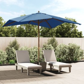 Azure blue wooden pole garden umbrella 300x300x273 cm by vidaXL, Umbrellas - Ref: Foro24-363198, Price: 83,97 €, Discount: %