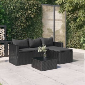 Set of black synthetic rattan garden furniture by vidaXL, Garden sets - Ref: Foro24-362330, Price: 374,99 €, Discount: %