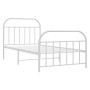 Metal bed frame with headboard and footboard white 100x200 cm by vidaXL, Beds and slatted bases - Ref: Foro24-353697, Price: ...