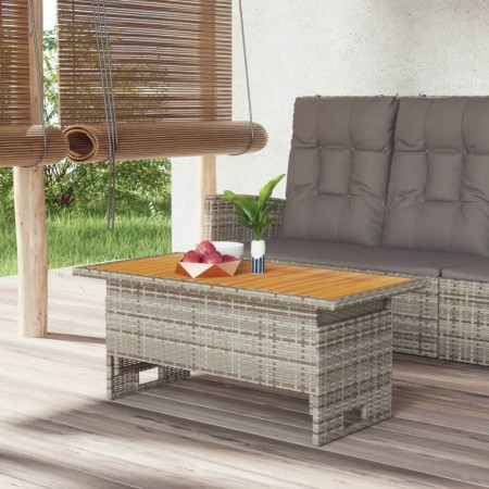 Gartentisch aus massivem Akazienholz und grauem Rattan, 100 x 50 x 43/63 cm von vidaXL, Gartentische - Ref: Foro24-362188, Pr...