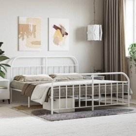 Estructura cama metal con cabecero y pie cama blanco 183x213 cm de vidaXL, Camas y somieres - Ref: Foro24-353707, Precio: 122...