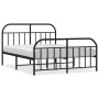 Black metal headboard and footboard bed frame 150x200 cm by vidaXL, Beds and slatted bases - Ref: Foro24-353655, Price: 126,7...