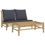 2-piece bamboo garden furniture set with dark gray cushions by vidaXL, Modular outdoor sofas - Ref: Foro24-363458, Price: 222...