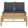 2-piece bamboo garden furniture set with dark gray cushions by vidaXL, Modular outdoor sofas - Ref: Foro24-363458, Price: 222...