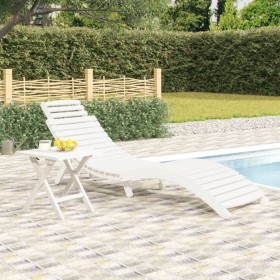 Lounger with solid white acacia wood table by vidaXL, Loungers - Ref: Foro24-363282, Price: 176,99 €, Discount: %