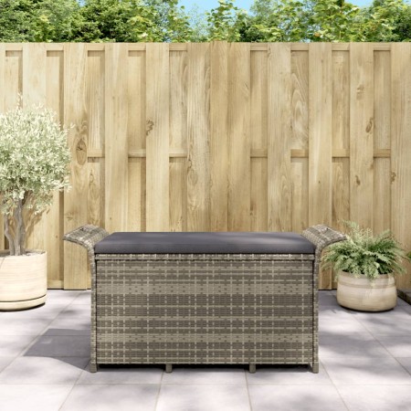 Gartenbank mit Kissen synthetisches Rattan grau 116x46x57 cm von vidaXL, Gartenbänke - Ref: Foro24-363418, Preis: 137,47 €, R...