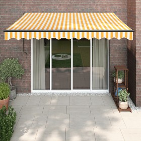 Retractable aluminum and white and yellow fabric awning 3x2.5 m by vidaXL, Awnings - Ref: Foro24-3154456, Price: 252,73 €, Di...