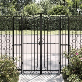 Puerta de jardín de hierro forjado negro 121x8x150 cm de vidaXL, Puertas de jardín - Ref: Foro24-363432, Precio: 141,99 €, De...