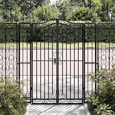 Puerta de jardín de hierro forjado negro 121x8x150 cm de vidaXL, Puertas de jardín - Ref: Foro24-363432, Precio: 148,00 €, De...