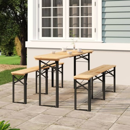 Klappbarer Stehtisch und Bänke, 3-teilig, aus massivem Tannenholz von vidaXL, Gartensets - Ref: Foro24-363113, Preis: 190,28 ...