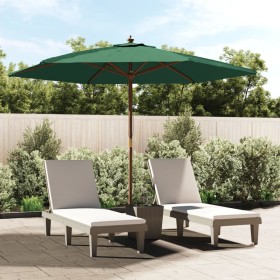 Sonnenschirm mit grüner Holzstange 299x240 cm von vidaXL, Sonnenschirme - Ref: Foro24-363168, Preis: 76,99 €, Rabatt: %