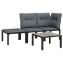 Set de muebles de jardín 4 piezas ratán sintético negro y gris de vidaXL, Sofás modulares de exterior - Ref: Foro24-362804, P...