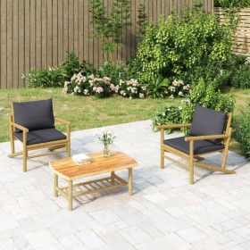 Bamboo garden chairs, 2 units, with dark gray cushions. by vidaXL, Modular outdoor sofas - Ref: Foro24-363466, Price: 225,99 ...