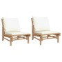 Garden chairs 2 pcs bamboo with cream white cushions by vidaXL, Modular outdoor sofas - Ref: Foro24-363455, Price: 216,52 €, ...