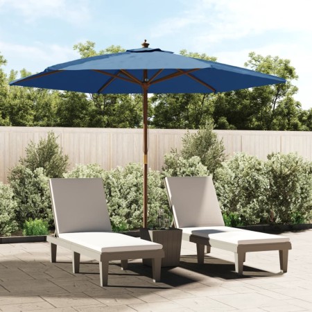 Sombrilla de jardín con poste de madera azul celeste 299x240 cm de vidaXL, Sombrillas - Ref: Foro24-363174, Precio: 94,43 €, ...