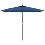 Garden umbrella with light blue wooden pole 299x240 cm by vidaXL, Umbrellas - Ref: Foro24-363174, Price: 94,99 €, Discount: %