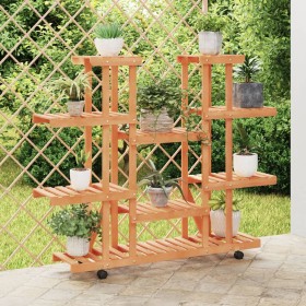 Solid fir wood flower stand with wheels 110x25x115 cm by vidaXL, Pot stands - Ref: Foro24-362860, Price: 71,45 €, Discount: %