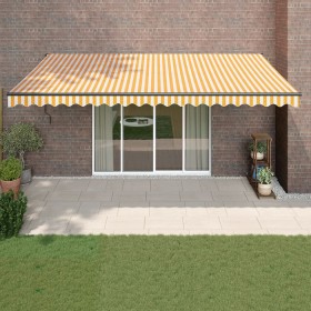 Retractable aluminum and yellow and white fabric awning 5x3 m by vidaXL, Awnings - Ref: Foro24-3154460, Price: 418,99 €, Disc...