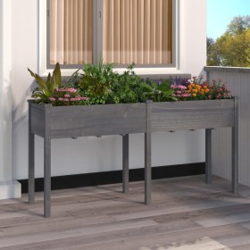 Jardinera con forro madera maciza de abeto gris 161x45x76 cm de vidaXL, Maceteros y jardineras - Ref: Foro24-364238, Precio: ...