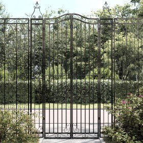 Black wrought iron garden gate 121x8x200 cm by vidaXL, garden gates - Ref: Foro24-363434, Price: 176,27 €, Discount: %