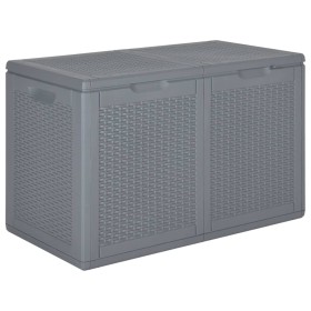 Caja de almacenaje para jardín PP aspecto de ratán gris 180 L de vidaXL, Cajas de almacenaje para exteriores - Ref: Foro24-36...